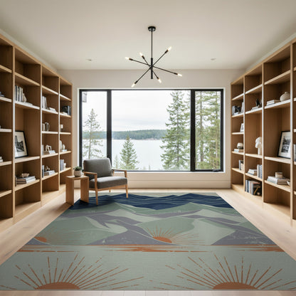 Blue Mountain Peaks Distressed Area Rug