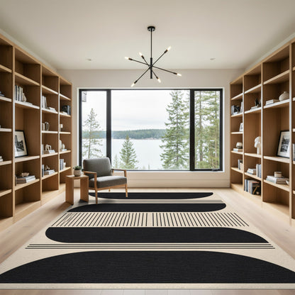 Black Geometric Arches Area Rug