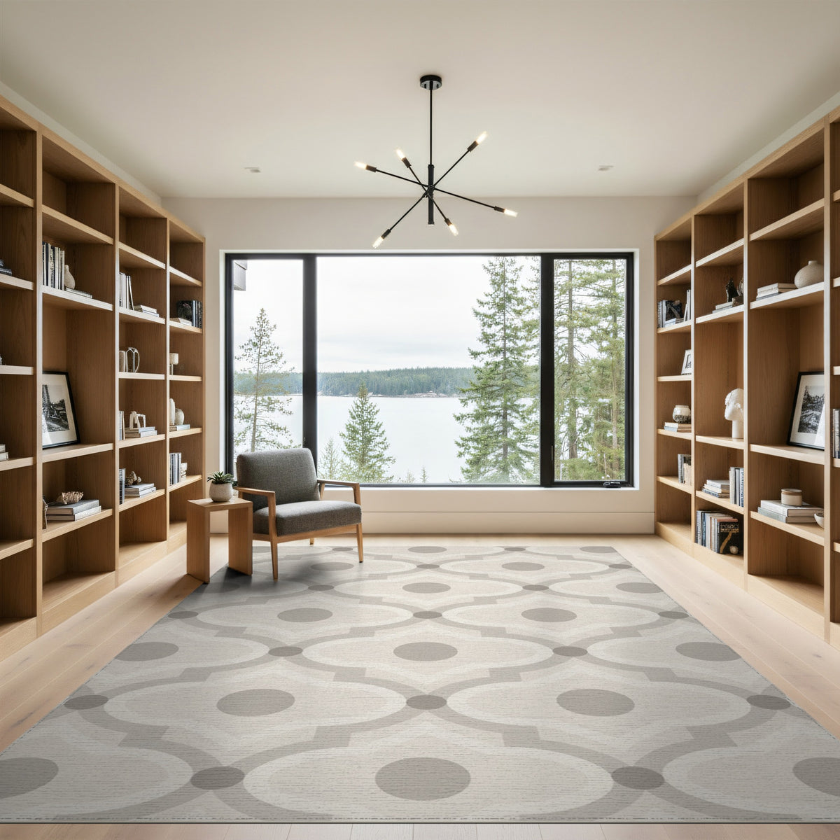 Beige Geometric Lattice Area Rug