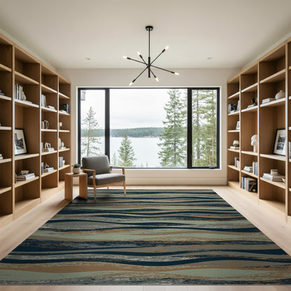 Distressed Wave Grey Area Rug
