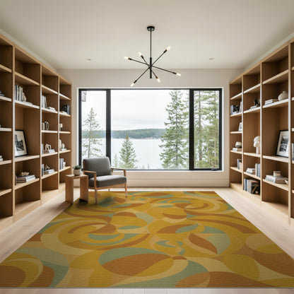 Retro Abstract Swirl Area Rug