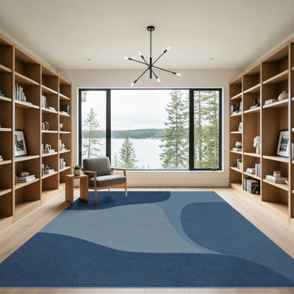 Flowing Blue Abstract Area Rug