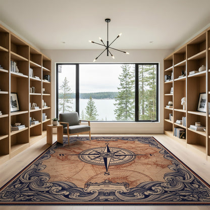 Vintage Compass Map Area Rug