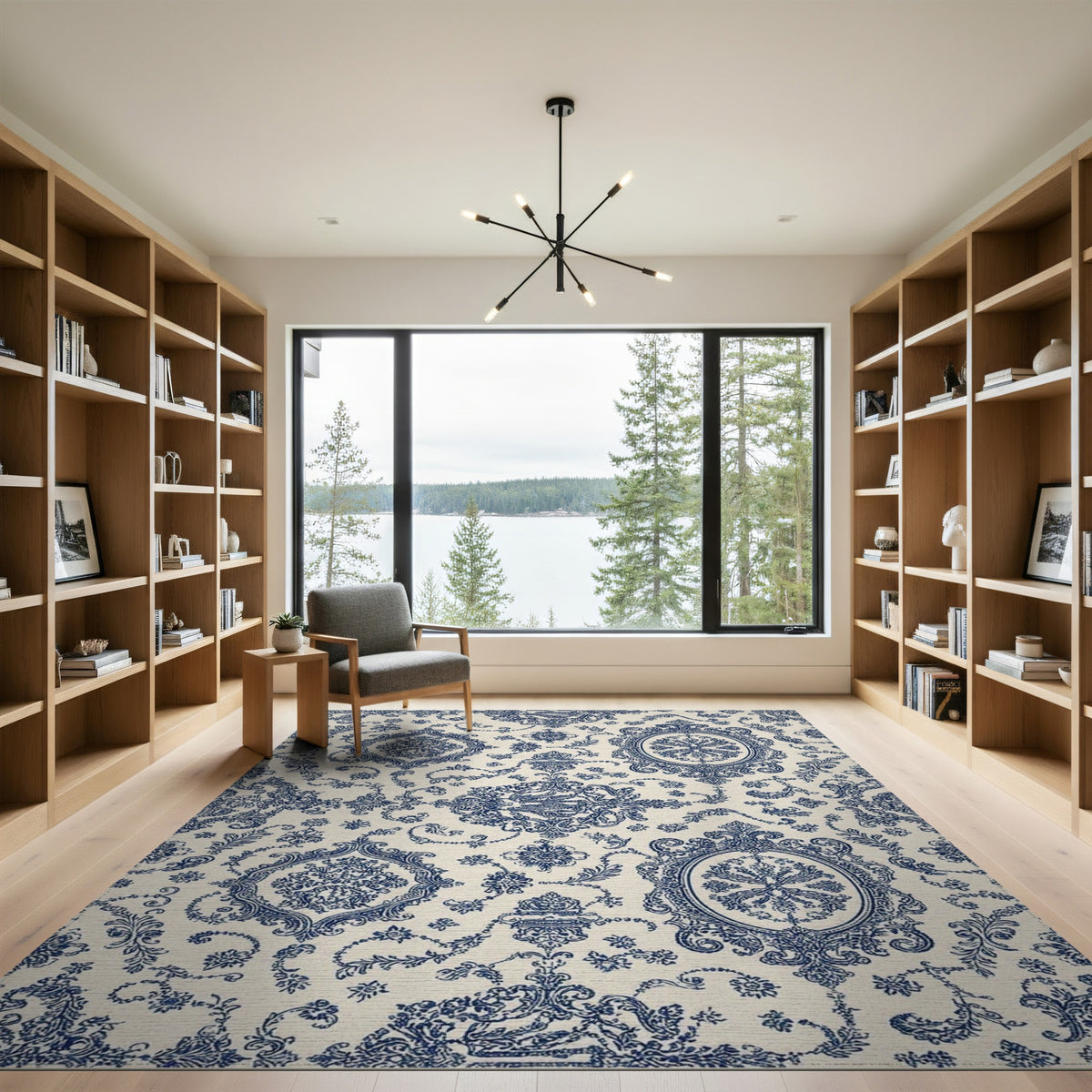 Blue Floral Vintage Area Rug
