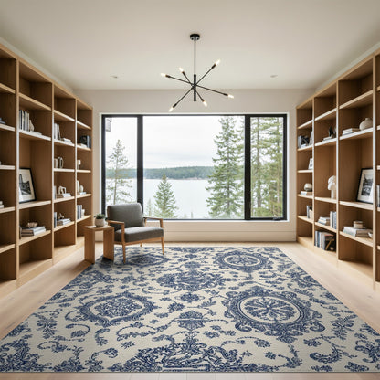 Blue Floral Vintage Area Rug