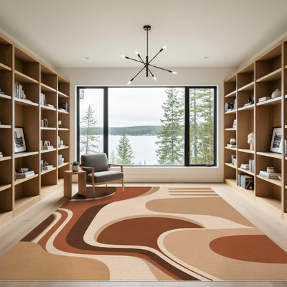 Brown and Tan Brown Tan Organic Abstract Area Rug