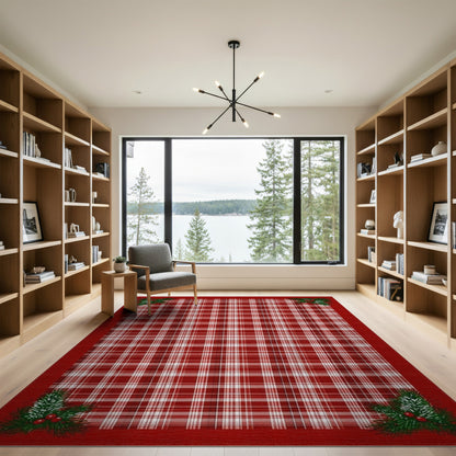 Red Plaid Holly Area Rug