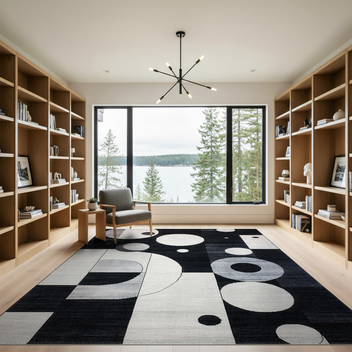 Black White Geometric Area Rug