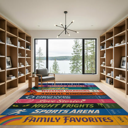 Retro VHS Tape Stack Area Rug
