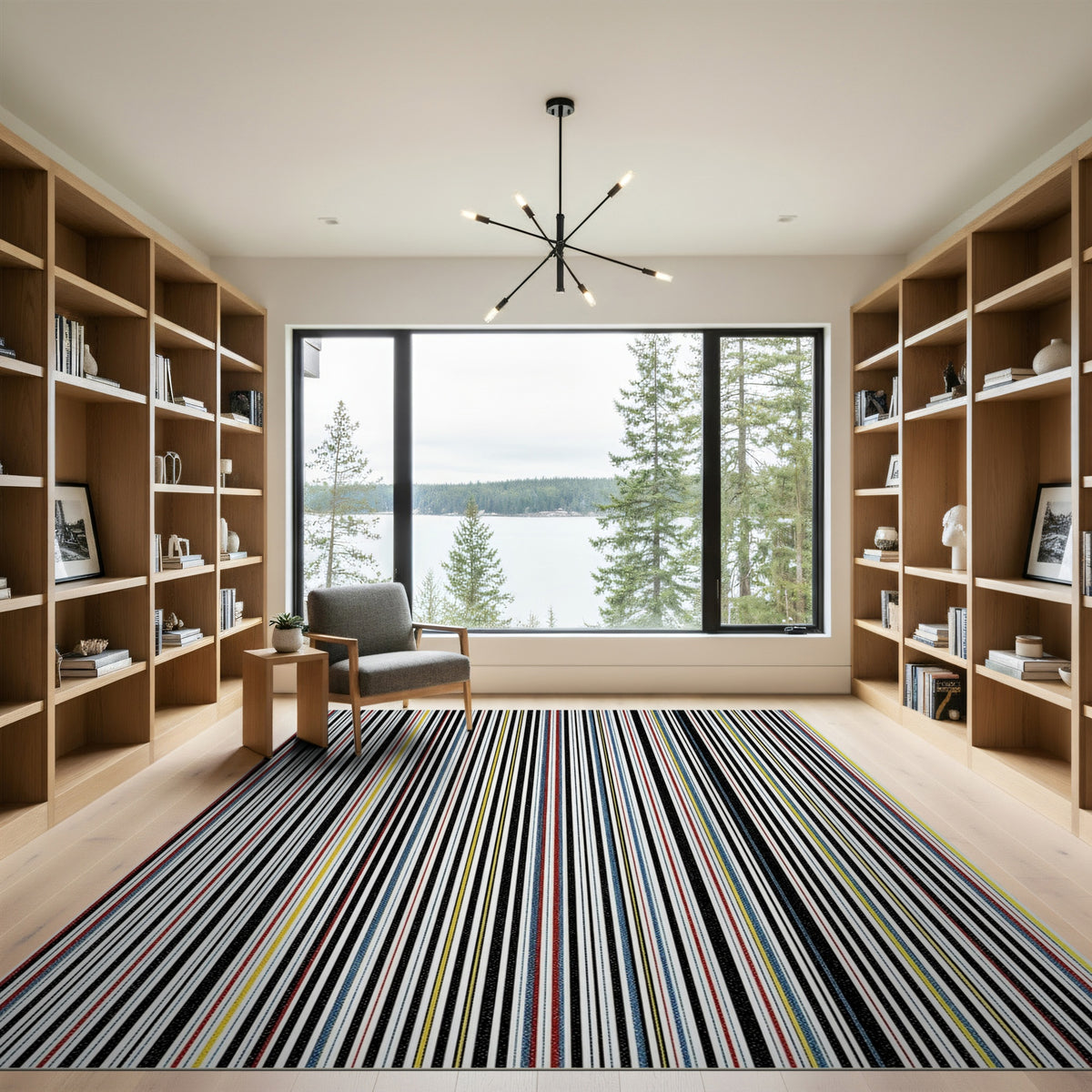 Multi-Color Vertical Stripe Washable Area Rug