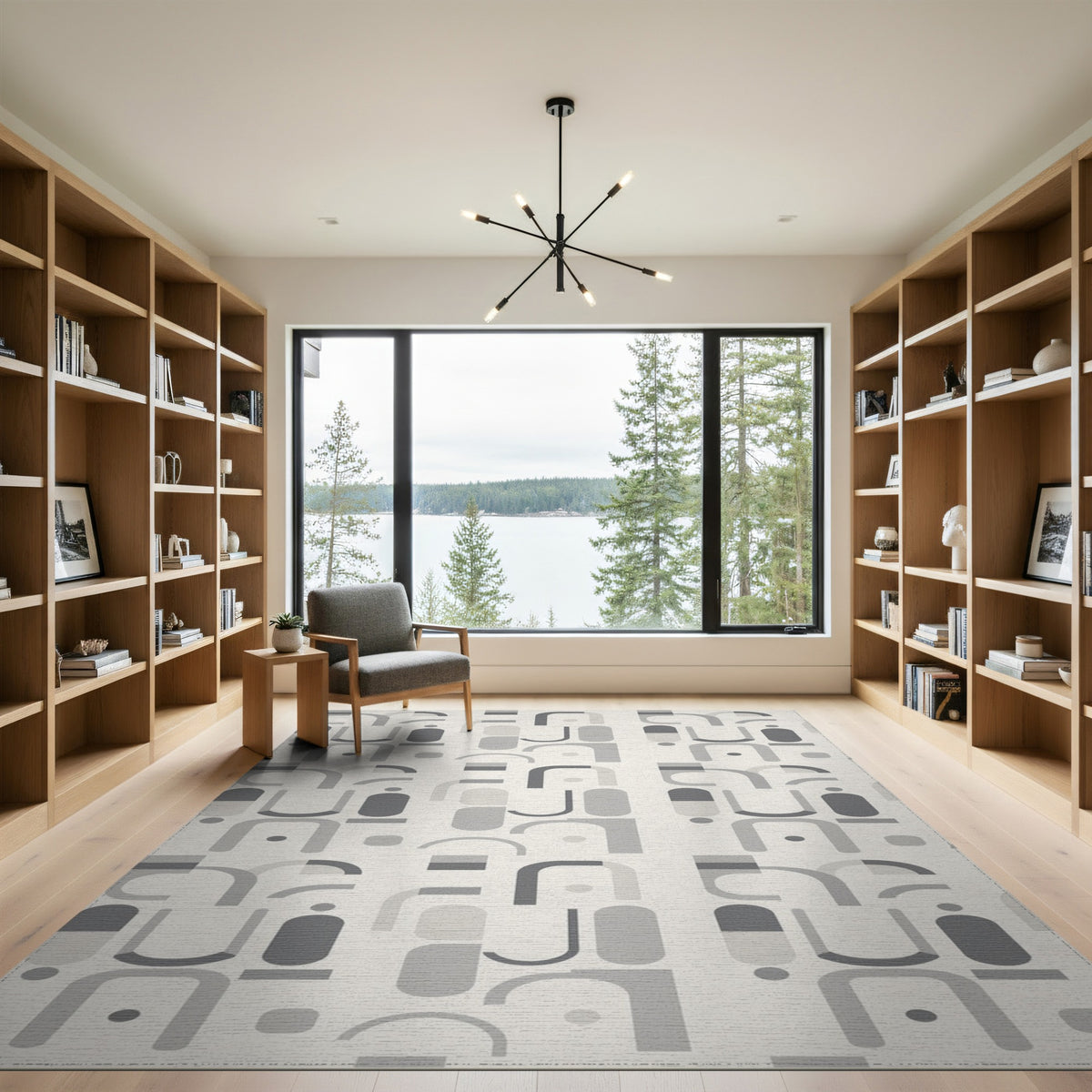 Grey Geometric Modern Area Rug