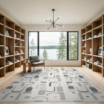 Grey Geometric Modern Area Rug