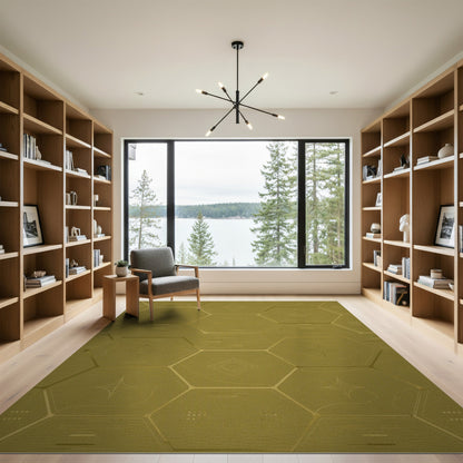 Green Hexagon Geometric Area Rug