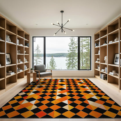 Geometric Modern Orange Geometric Diamond Area Rug