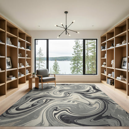 Grey Abstract Area Grey Marble Swirl Abstract Area Rug