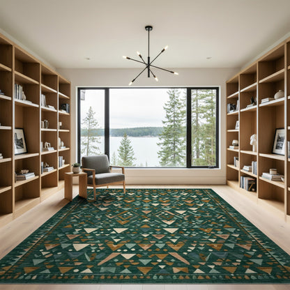 Green Heritage Tribal Green Heritage Tribal Geometric Area Rug