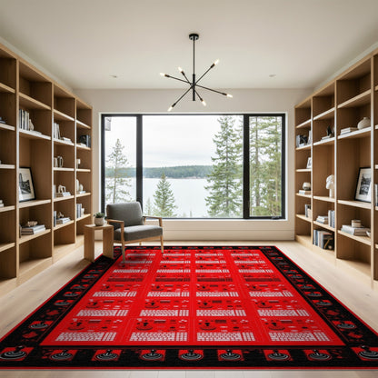 Red Retro Arcade Joystick Area Rug