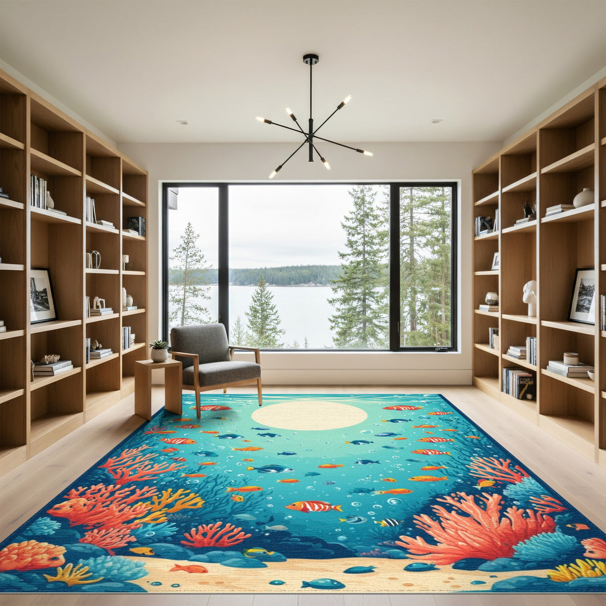 Ocean Coral Fish Washable Area Rug