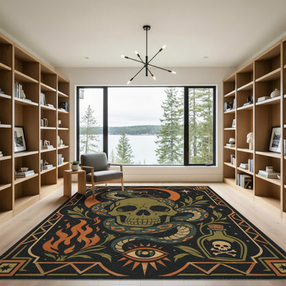 Mystic Skull Serpent Washable Area Rug