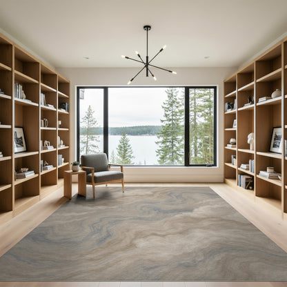 Beige Cloud Swirl Abstract Area Rug
