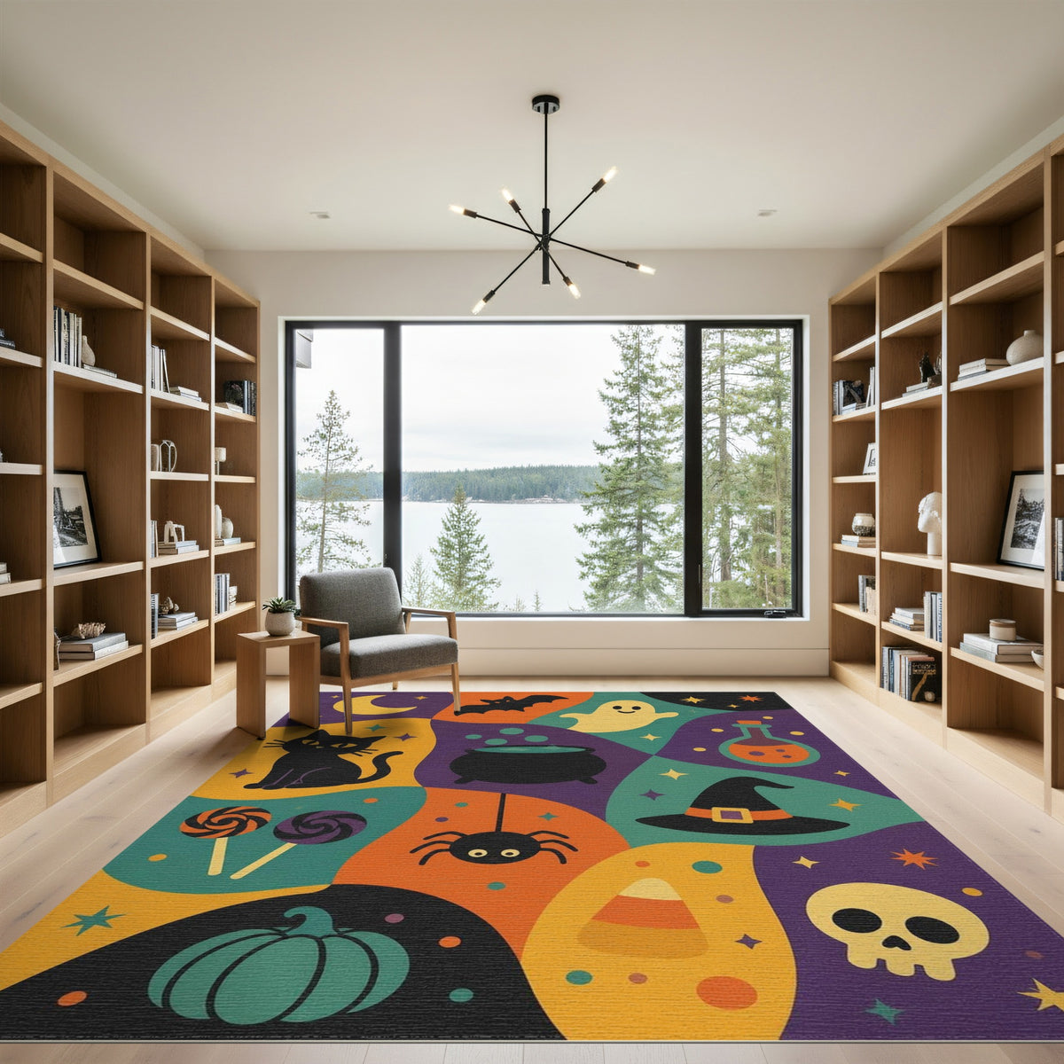 Halloween Kids Cartoon Multi-Color Area Rug