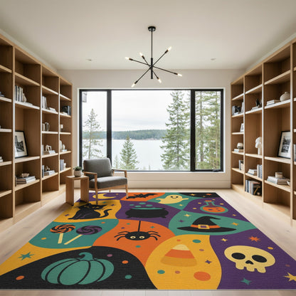 Halloween Kids Cartoon Multi-Color Area Rug
