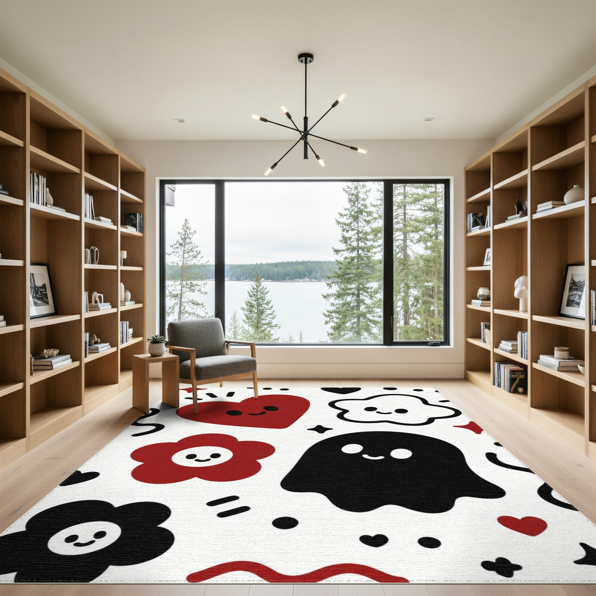 Cute Ghost Heart Kids Cartoon Washable Area Rug