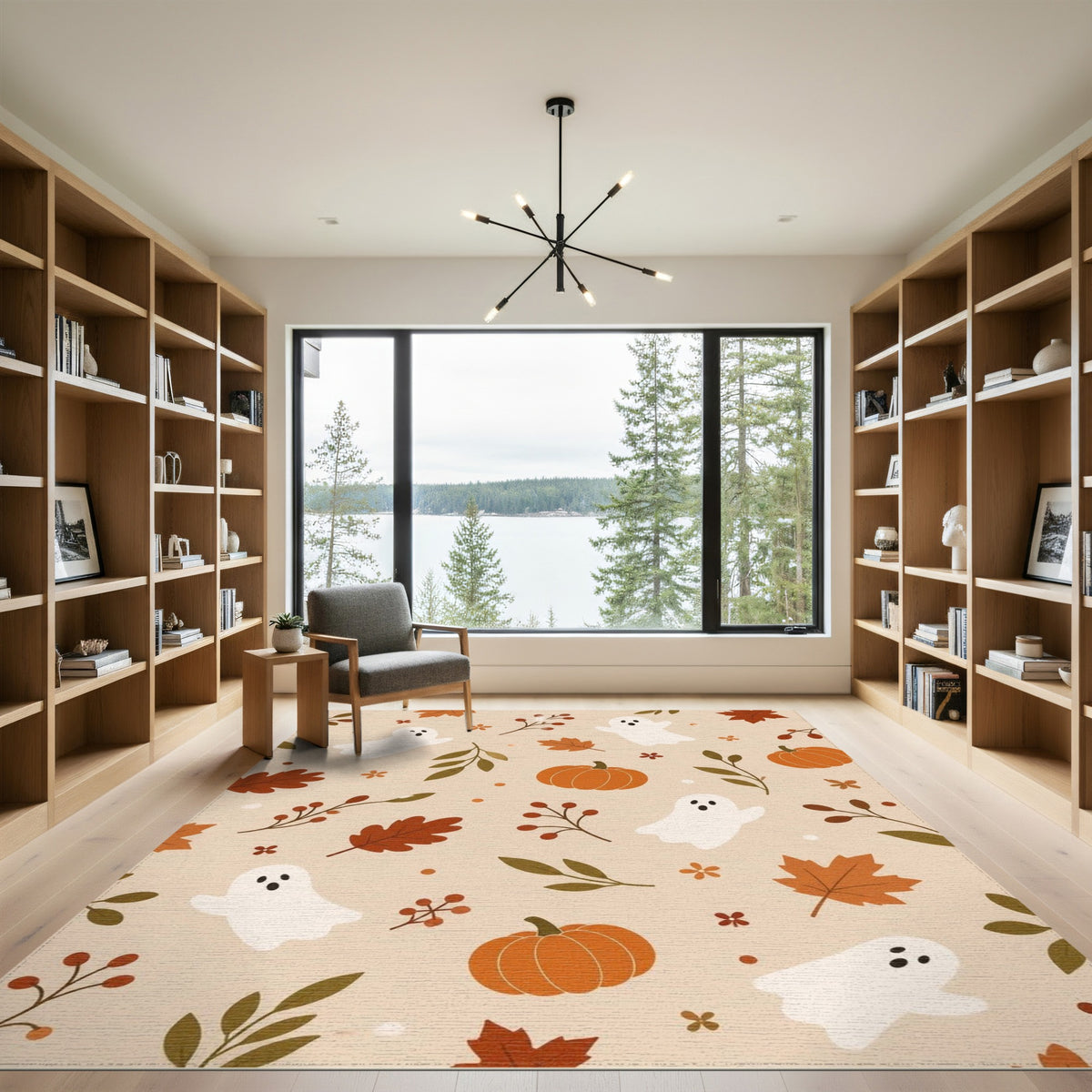 Cute Ghost Pumpkin Washable Area Rug