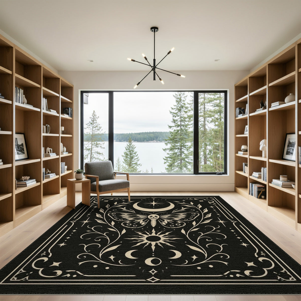 Skull Moth Celestial Area Rug
