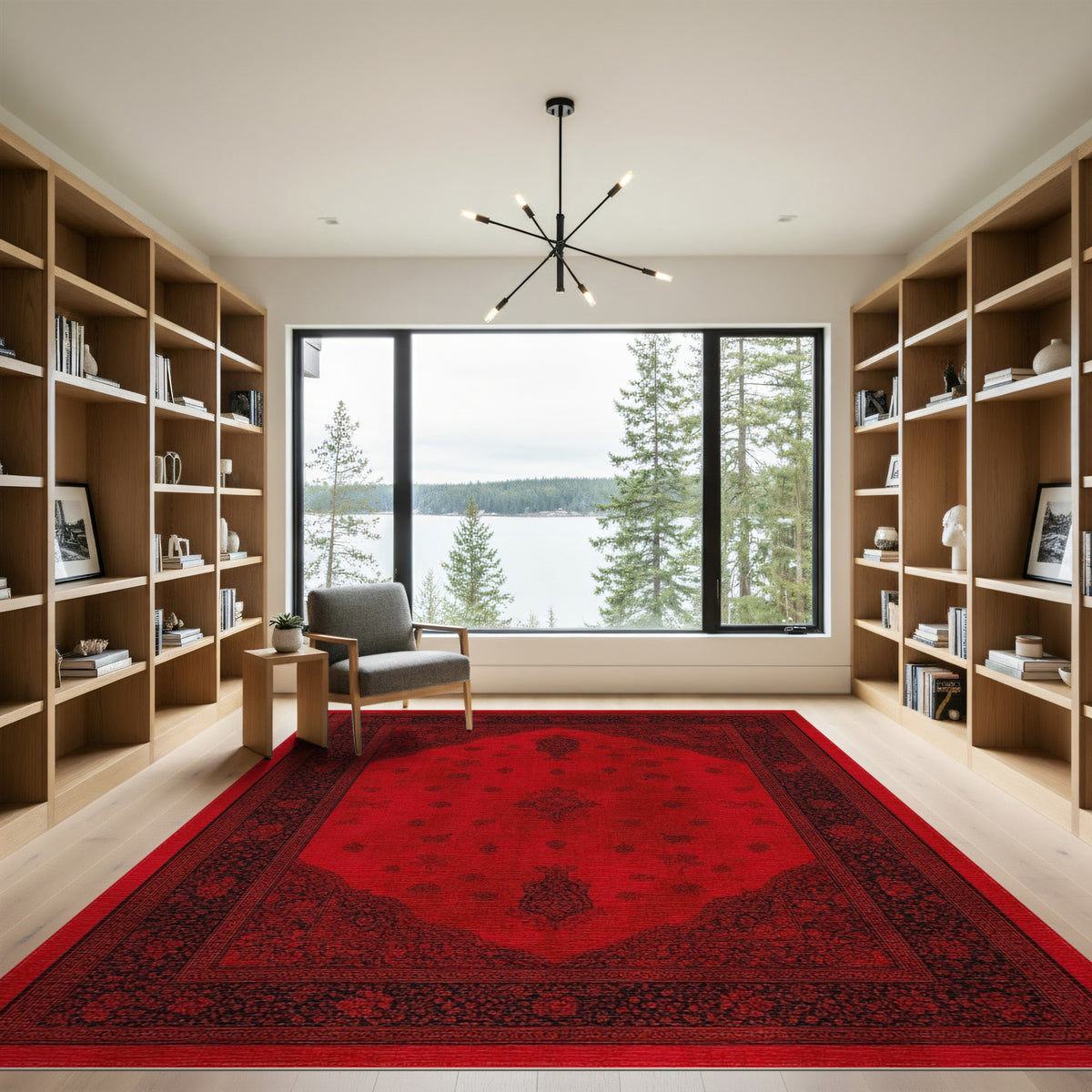 Deep Red Deep Red Persian Medallion Area Rug