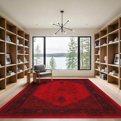 Deep Red Deep Red Persian Medallion Area Rug