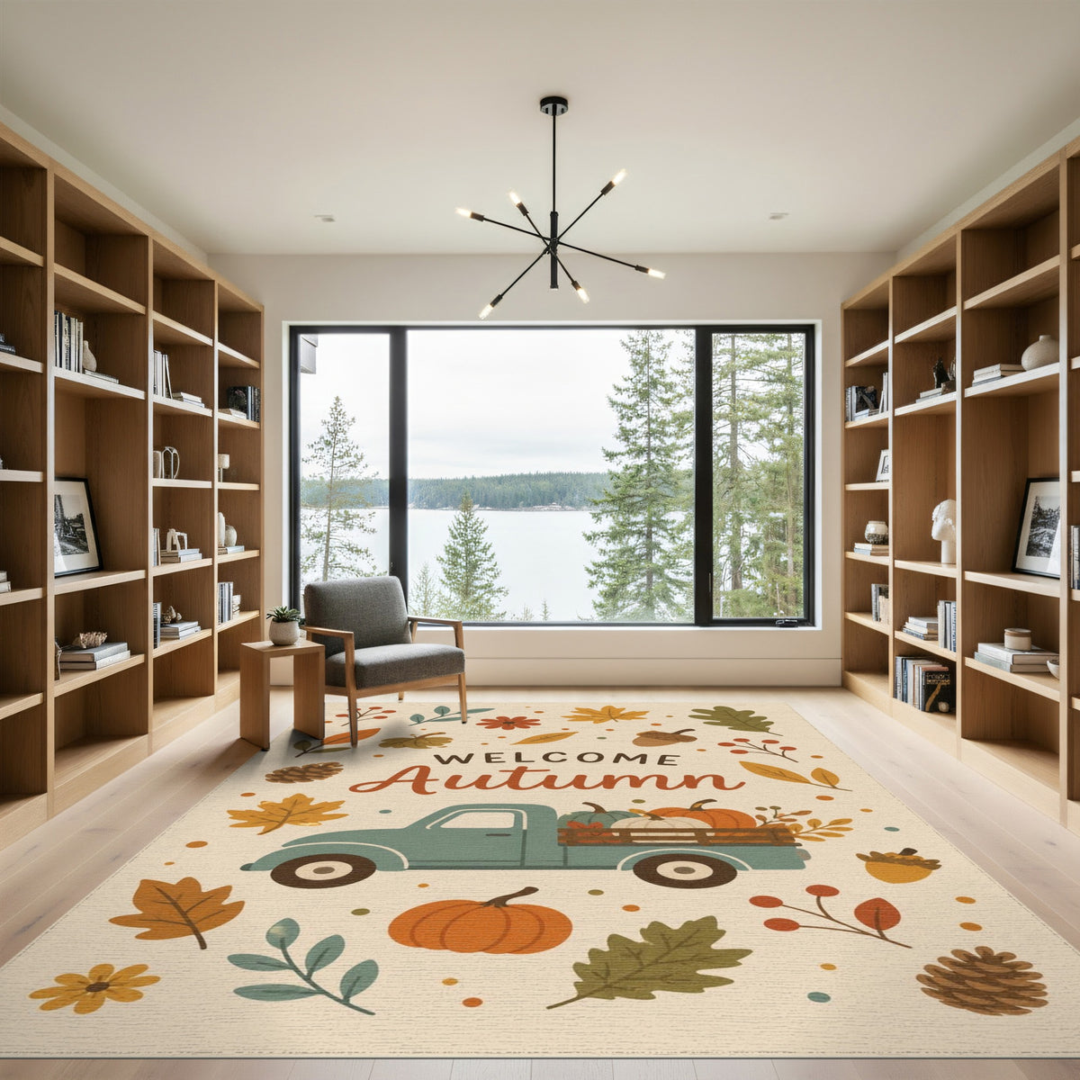 Welcome Autumn Truck Area Rug