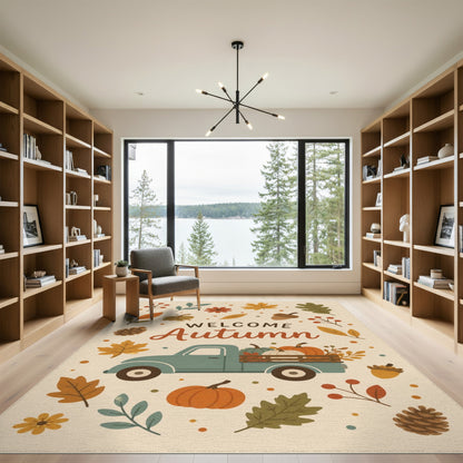 Welcome Autumn Truck Area Rug