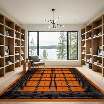 Geometric Modern Orange Plaid Geometric Area Rug