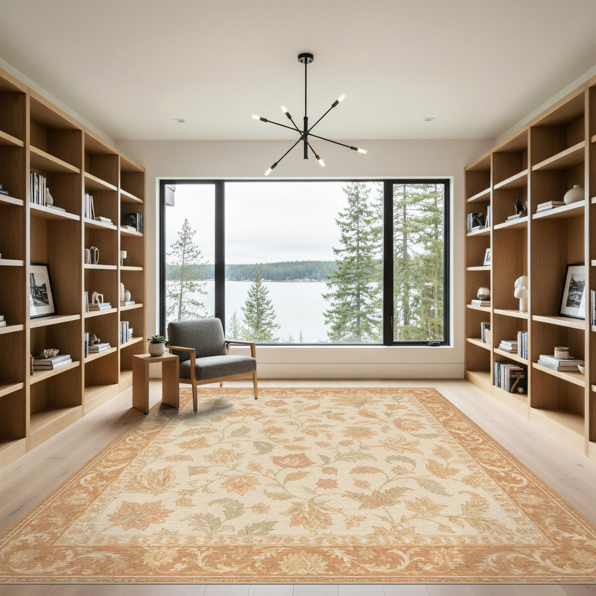 Beige Vintage Floral Vine Area Rug