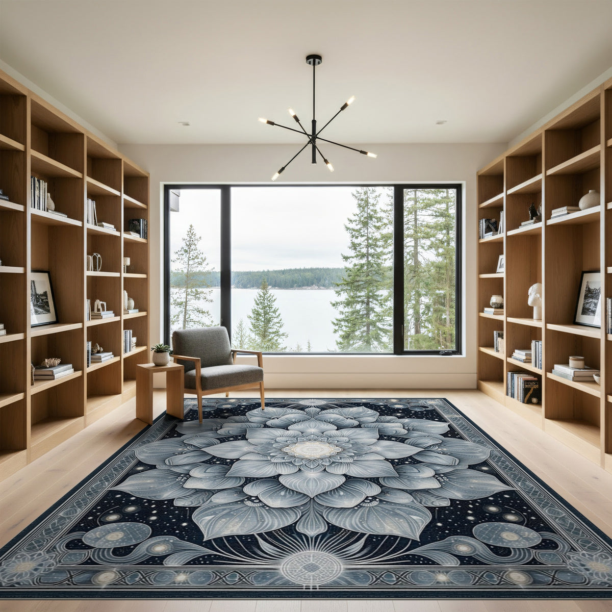 Blue Lotus Mandala Area Rug