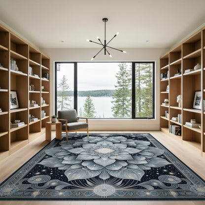 Blue Lotus Mandala Area Rug