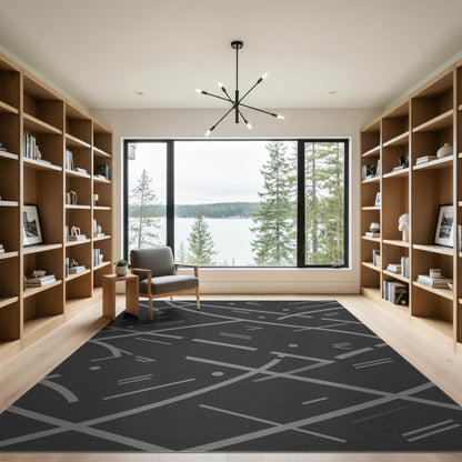 Grey Geometric Abstract No. 2 Area Rug