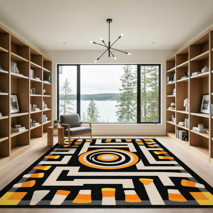 Geometric Candy Corn Maze Area Rug