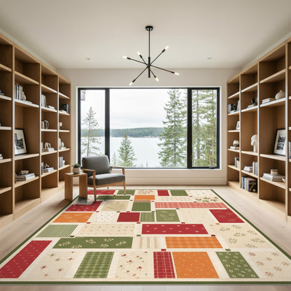 Patchwork Berry Plaid Area Rug