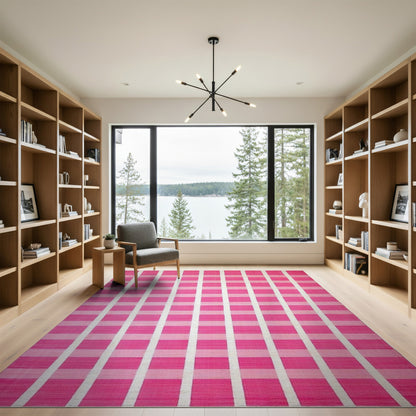 Pink Gradient Striped Geometric Area Rug