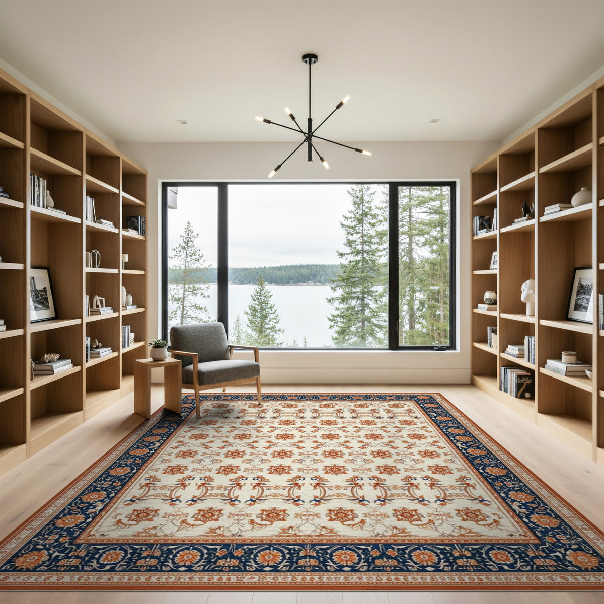 Navy Blue Traditional Persian Area Rug
