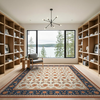 Navy Blue Traditional Persian Area Rug