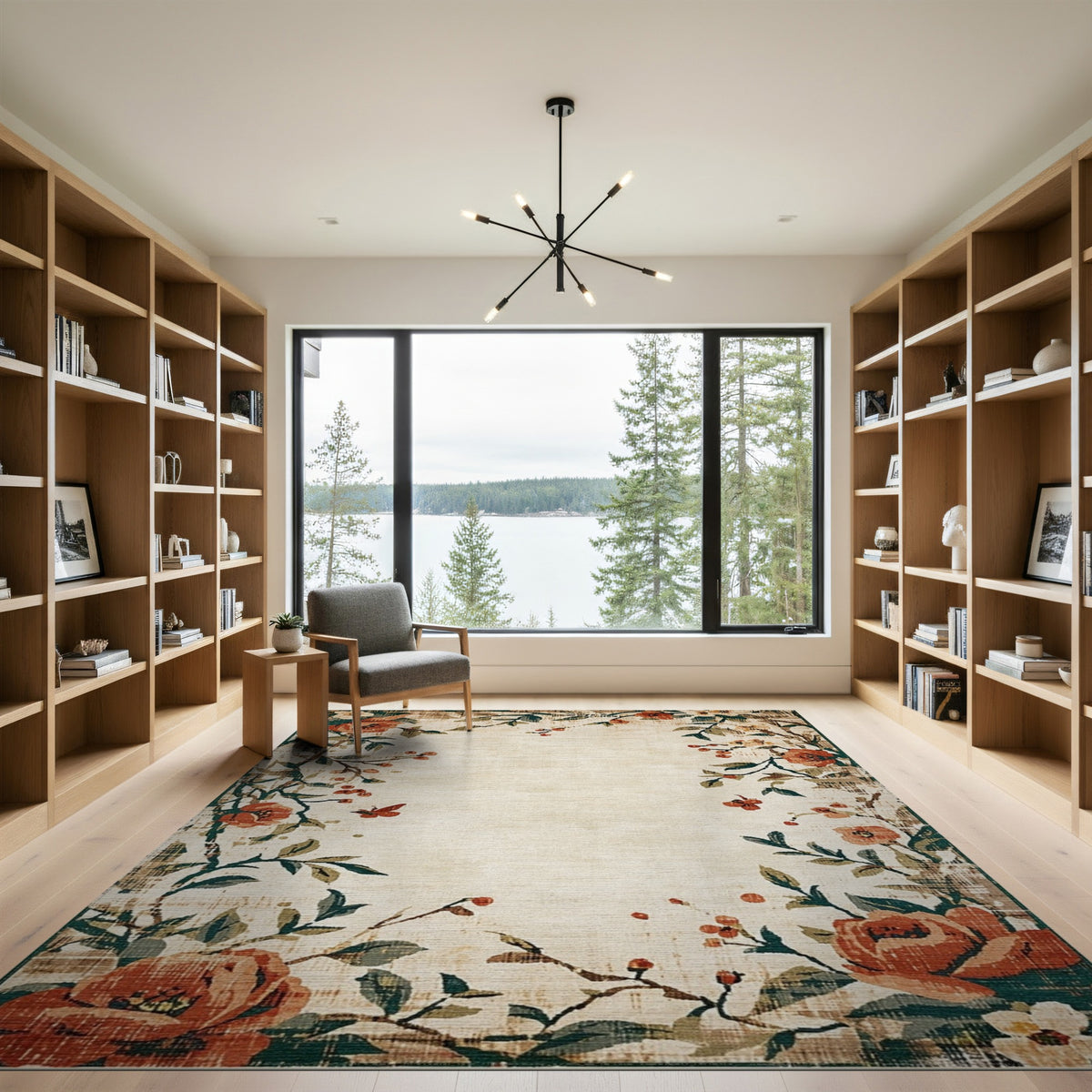 Vintage Floral Beige Area Rug