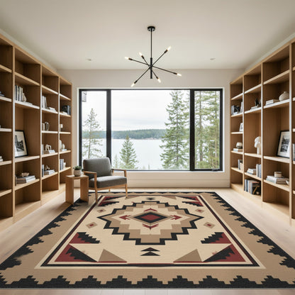 Brown and Tan Southwestern Geometric Area Rug