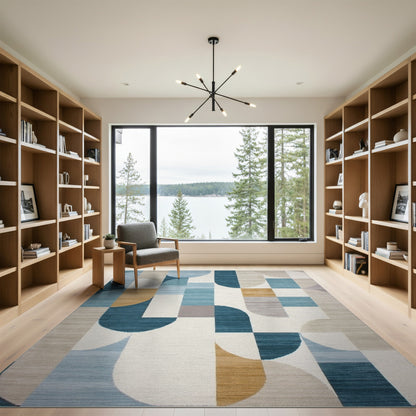 Blue Teal Geometric No. 16 Area Rug