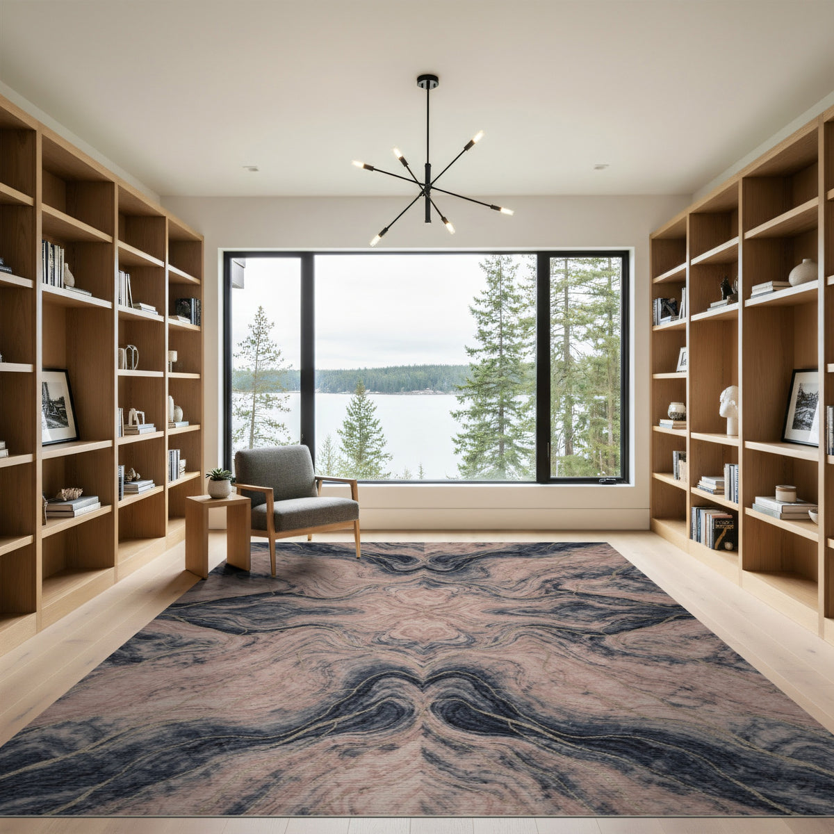 Blush Pink Abstract Marble Rug