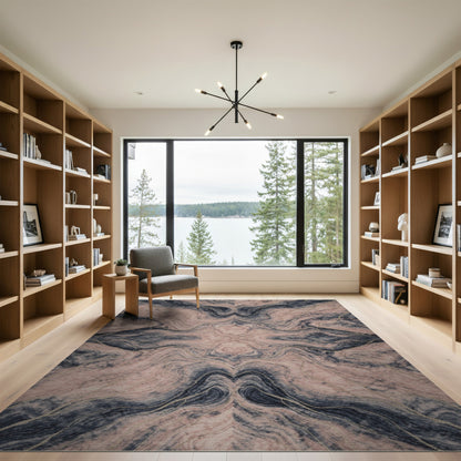 Blush Pink Abstract Marble Rug