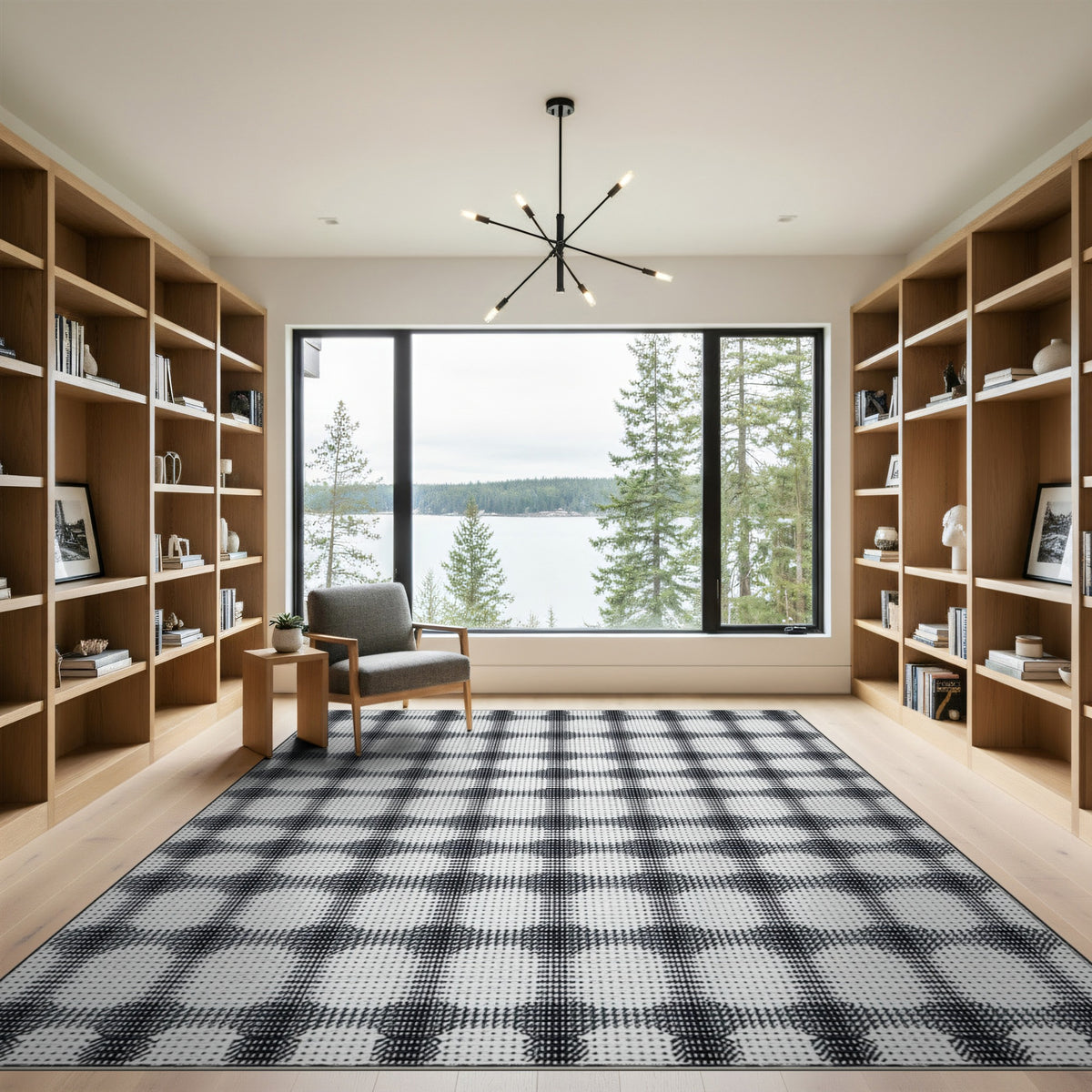 Black White Checkered Geometric No. 7 Area Rug