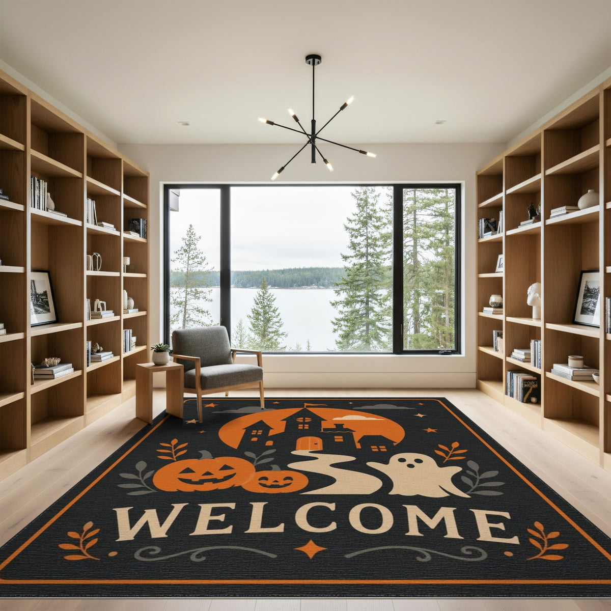 Halloween Welcome Ghost Pumpkin Area Rug